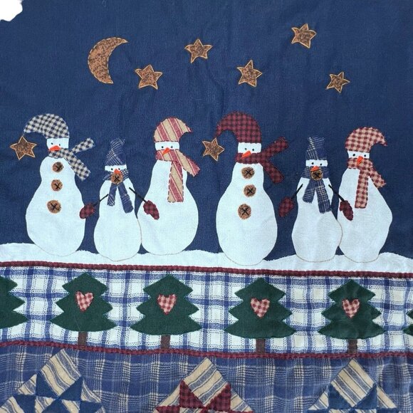 Vtg Handmade Quilted Vest Womens LG Patchwork Welcome Winter Snowman Skates Tree - Picture 7 of 12